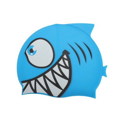 Waterproof Cartoon Fish Pattern Swim Cap for Child Light Blue 1 Pc