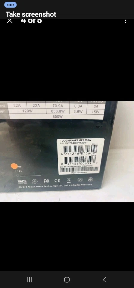 Thermaltake Toughpower GF1 850W Power Supply PS-TPD-0850FNFAGU-1- NEW/ SEALED - Image 4 of 4