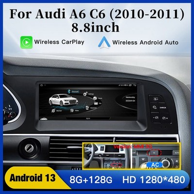 128GB Multimedia For Audi A6 C6 MMI 3G 2010-2011 Carplay Android Car Stereo GPS