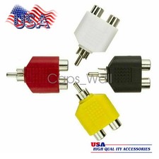 4P 1-Male to 2-Female Cable Adapter RCA Y Splitter AV Audio Video Plug Converter