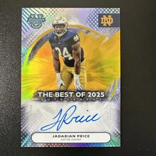 2025 Bowman Best U Jadarian Price The Best Of 2025 Auto Gold #’d/50 Notre Dame
