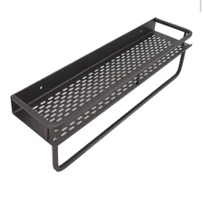 Wall-Mount Grey Bathroom Shower Caddy Kitchen Organizer with Towel Rack