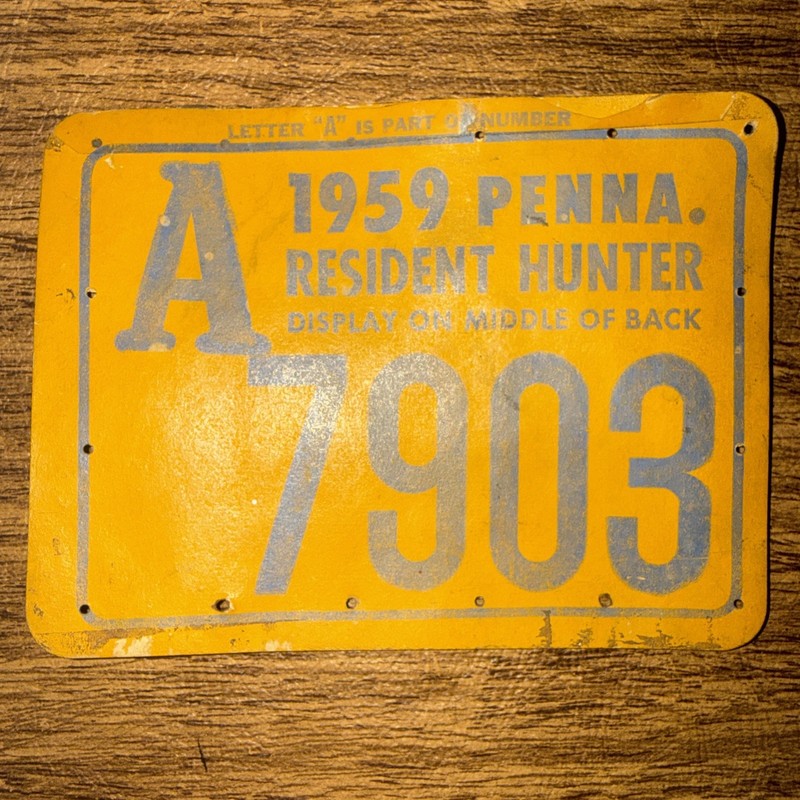 Pennsylvania 1959 Resident Hunting License Back Tag