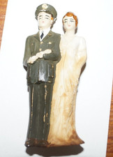 Vintage WW2 US Army Military Wedding Cake Topper 1940’s Bride And Groom Rare