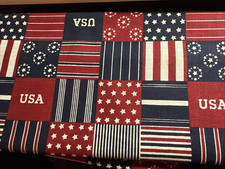 New Unbranded Cotton Fabric, Stars and Stripes Design, 45" x 58  