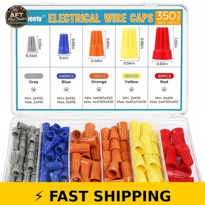 350 Pcs Crweety Electrical Wire Connectors Kit - Assorted Wire Caps
