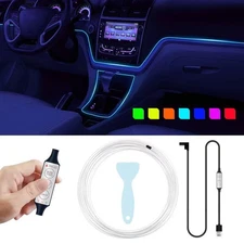 5m Neon Light Trim Glow Optic Fiber Strip LED Car Interior Ambient Atmosphere