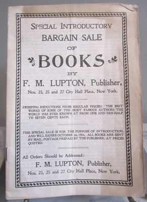 Special Introductory Bargain Sale of Books by FM  Lupton 32 Page 1903 Catalogue