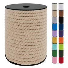 8mm Macrame Cord, 131 Feet Natural Cotton Macrame Rope Yarn, 3 Strand Twisted...