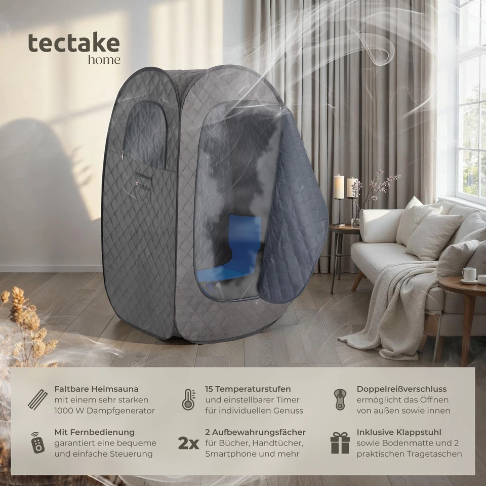 Tragbare Dampfsauna faltbar Mobile Dampfkabine Saunazelt 15 Temperaturstufen - Bild 3 von 4
