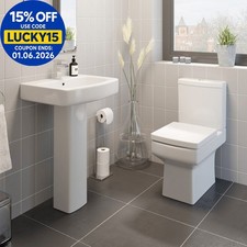 Close Coupled Toilet and Basin Sink Set Bathroom Modern Cloakroom Ceramic Suite