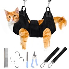 PatiencET Cat Grooming Hammock Kit XS (12 LB Max), Black