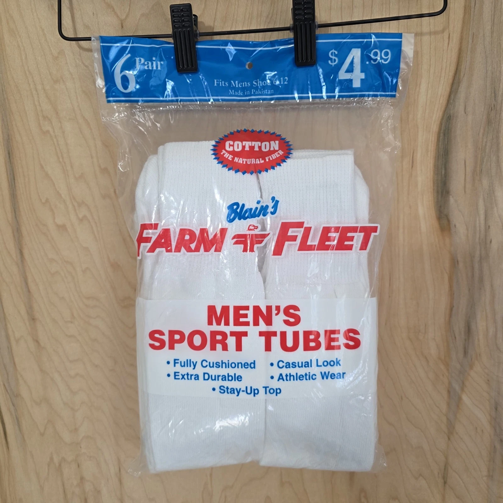Farm & Fleet Vtg NIP Mens Sz 6-12 Tube Socks White 85% Cotton Blend Made USA