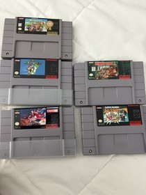 Original Super Nintendo SNES Console Bundle + 5 Games + 2 Controllers