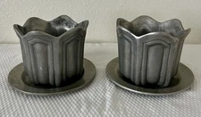 Vintage Bon Chef & Wilton Pewter Aluminum Ramekins w/ Plates USA Set of 2