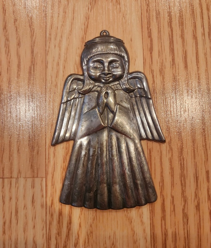Gorham Sterling Silver Christmas Angel Ornament 1975 Luther Bookout Orig Patina