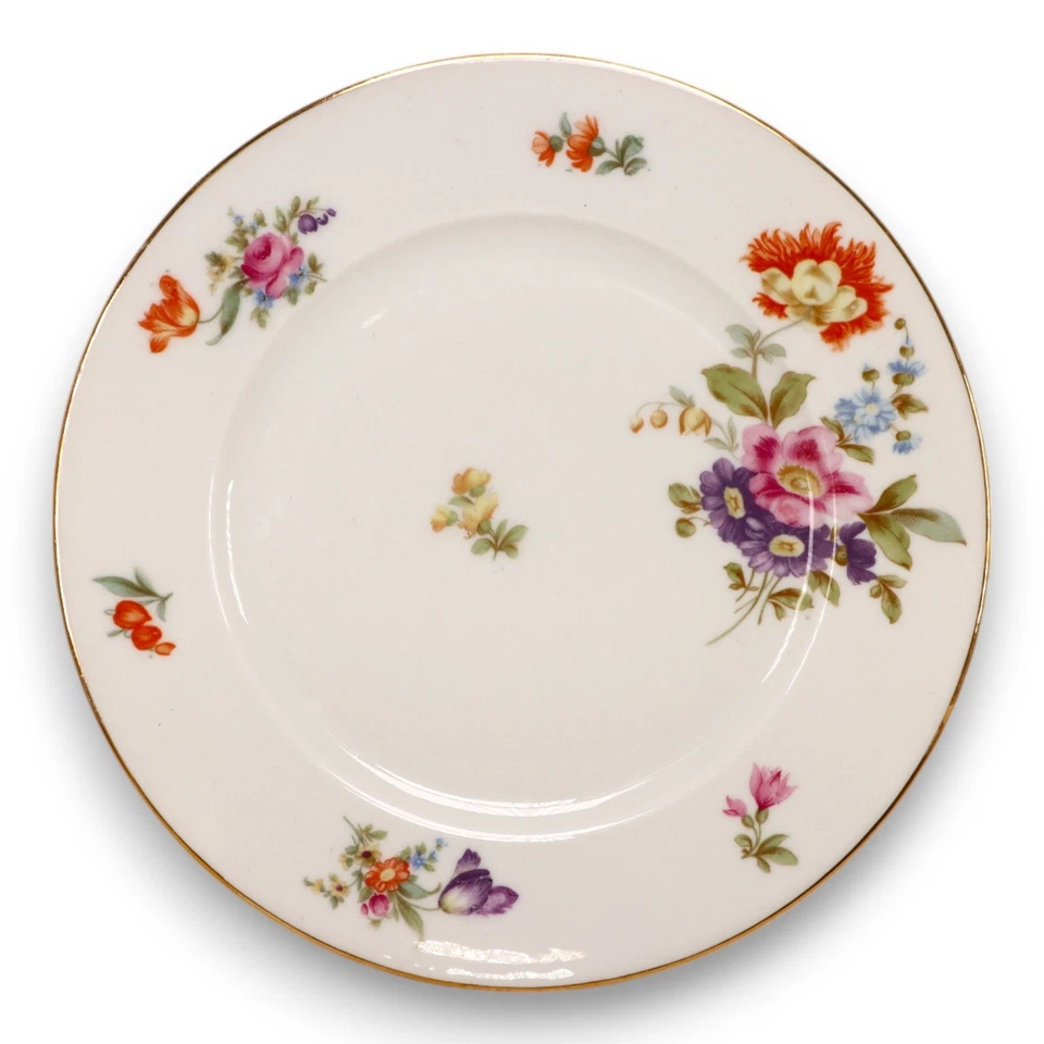 Plato de cena KPM Krister KPM2 9 3/4" varios florales dorados Alemania vintage años 30 Foto 3 de 4