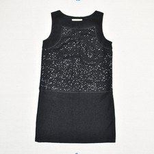 Ann Taylor Loft Women Shift Dress Sleeveless Crew Neck Zip Acrylic Black Size 6