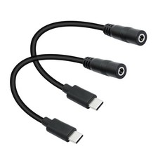Short DC 3.5mm x 1.35mm to USB C Power Cord 6inch, 35135 Female Black