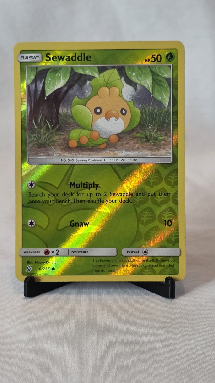 Sewaddle 6/236 Reverse Holo Cosmic Eclipse Pokemon Card LP