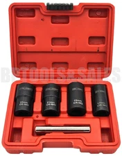 5pcs 1/2" Drive Twist Socket Set Damaged Worn Lug Nut & Lock Remover 17 - 22mm