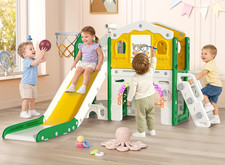9 in 1 Toddler Slide for Toddlers Aged 1-3 Indoor Playset Green