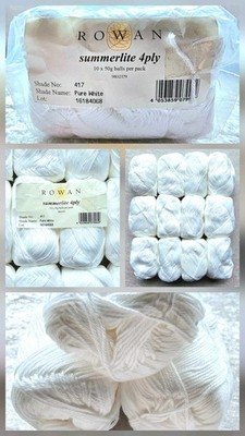 ca.455g Rowan Summerlite4ply Sh417 Pure White Weiß Lot16184068 Cotton ägypt. BW