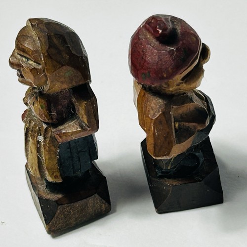 Vintage Anri Miniature Wood Hand Carved Old Man Woman Figurines Set 2 Italy 2" - Picture 6 of 7