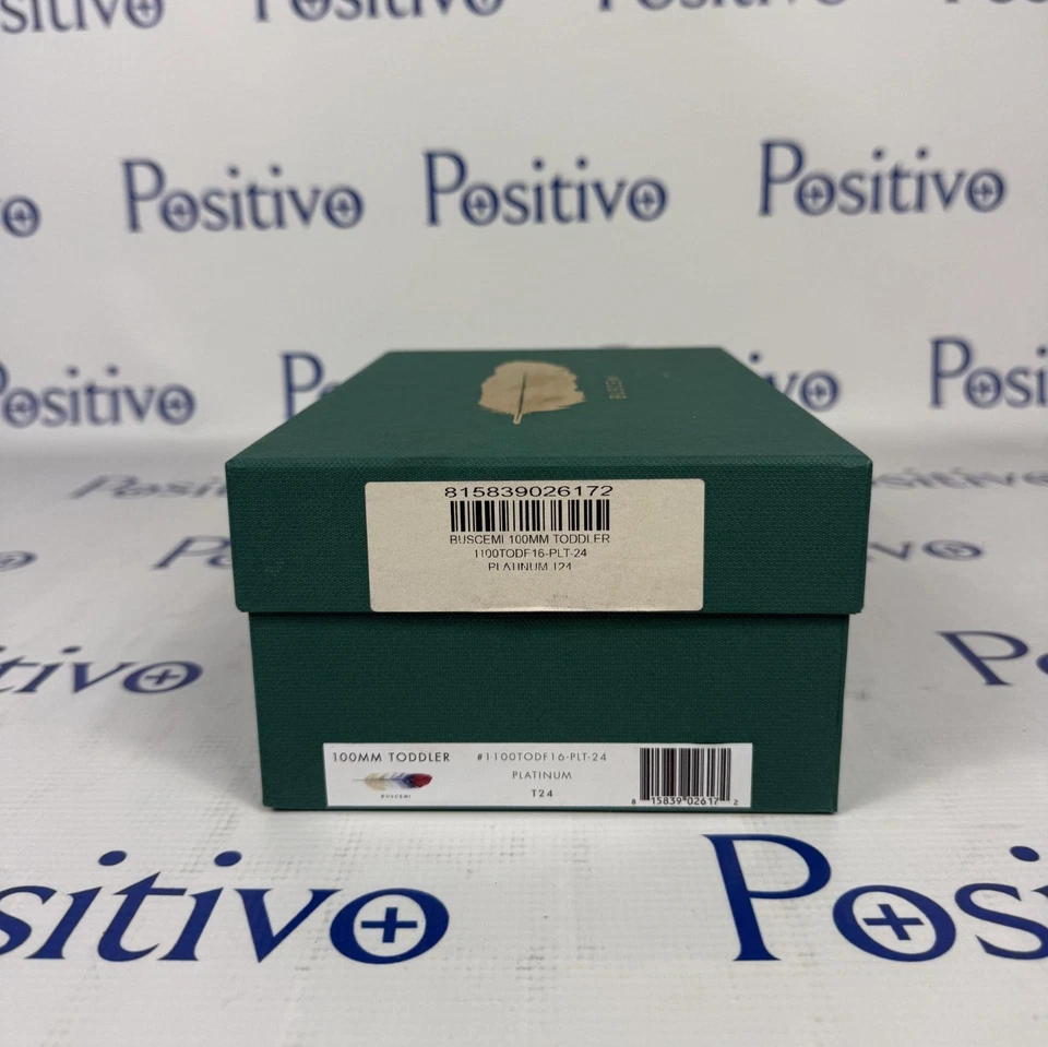 Buscemi 100MM Niño Pequeño Platino Cuero Tenis Zapatos EE. UU. 8 UE 24 Nuevo Foto 2 de 2