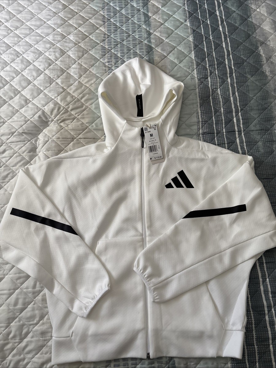 adidas Women's Size Medium White/Black Full Zip Primeknit