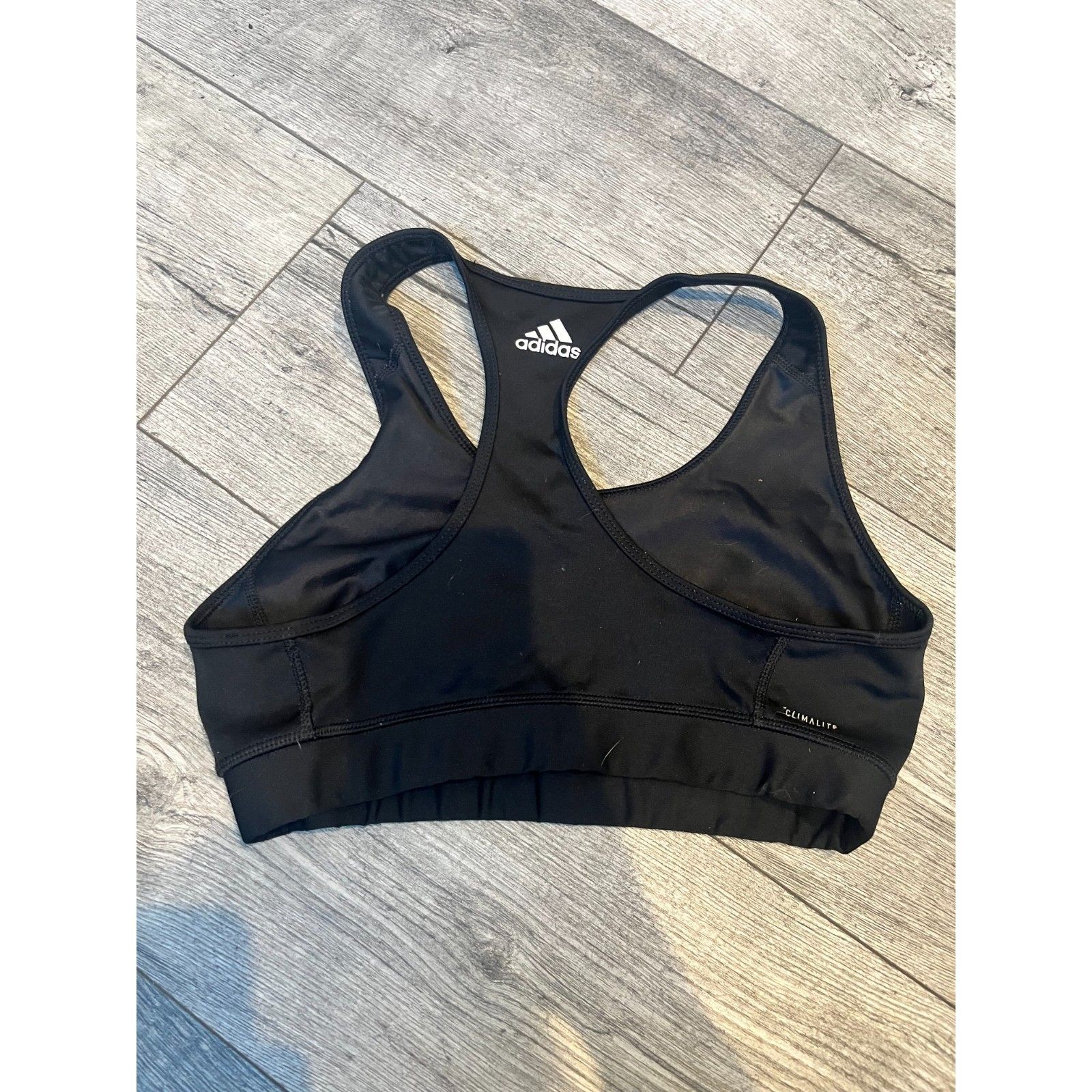 Adidas Medium Womens Plain Solid Black Sports Bra - image 2
