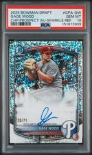 2025 Bowman Draft Gage Wood Sparkle Refractor Auto /71 PSA 10 Pop 1