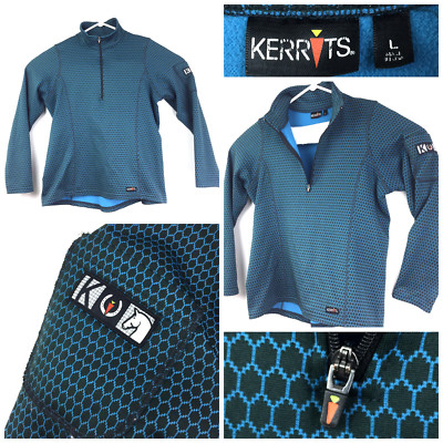 Kerrits Equestrian Womens Large L Blue Honeycomb 1/2 Zip Pullover Shirt Top 38''