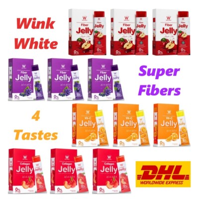 12x WINK WHITE FIBER JELLY APPLE CIDER FRUITS Collagen Vit-C Detox Reduce Belly
