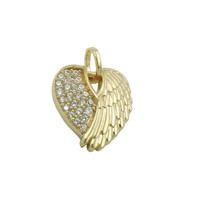 Echt Gold 333 Zirkonia Herz EngelsflüGel Schutz Engel FlüGel AnhäNger Mit Kette
