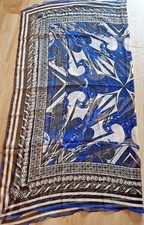 sciarpa pareo fiori leggera donna ,stola pareo etnico donna bohochic colore blu 