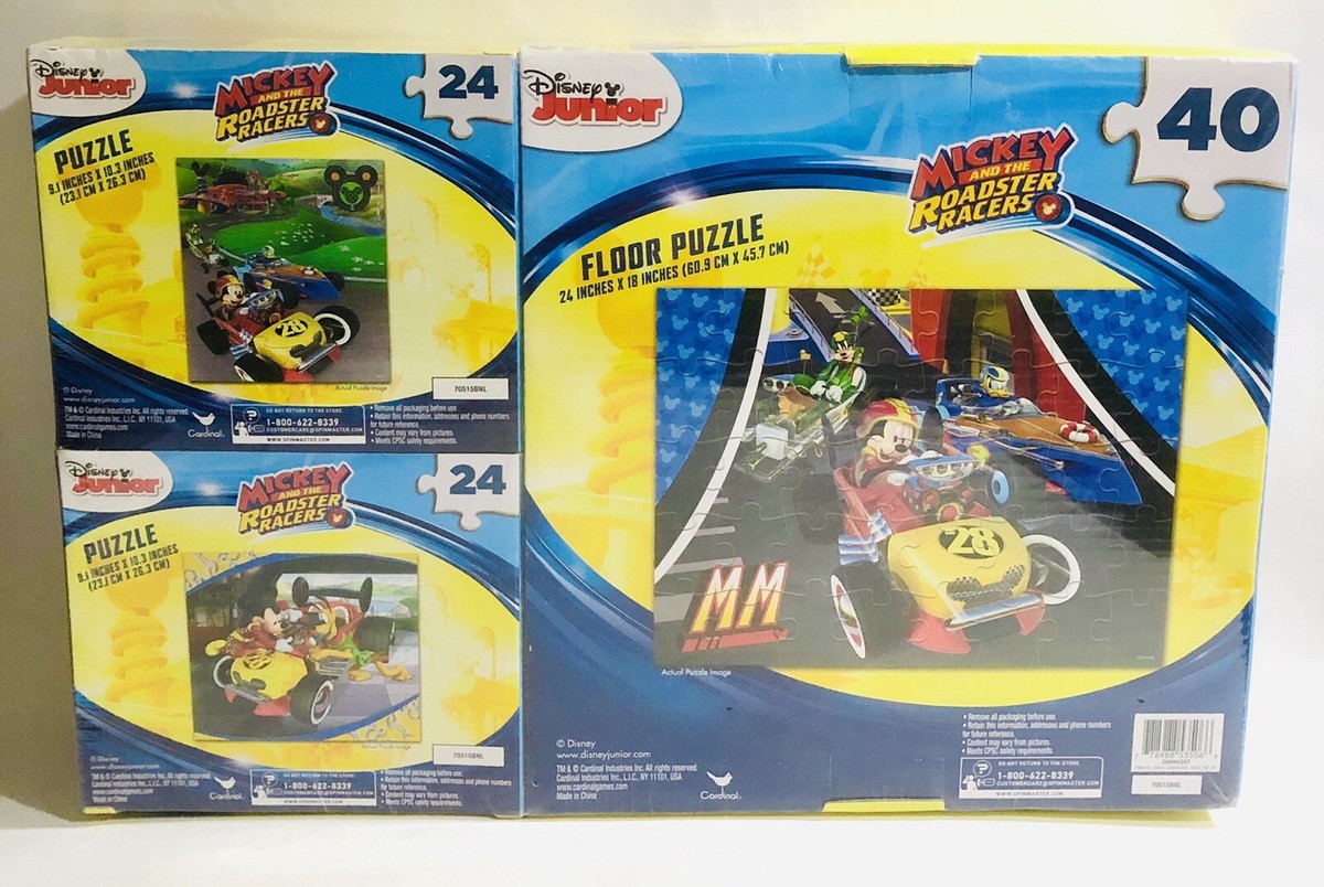 Disney Junior Mickey and the Roadster Racers 3-Pack Puzzle Set New
