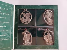 Longaberger Pewter Angel Ornaments Set of 4 Peace Hope Love Joy 71757 