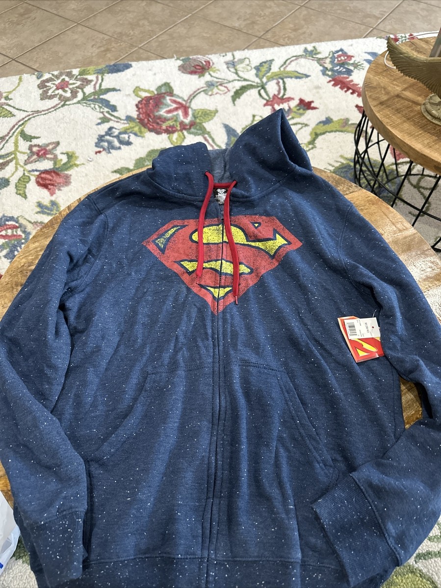 Superman Logo Full Zip Hoodie Unisex M Blue DC Comics New | eBay