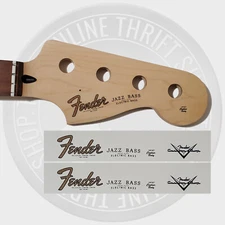 Fender Jazz Bass Waterslide Guitar Neck Headstock Decals with CS Logo (Set of 2)