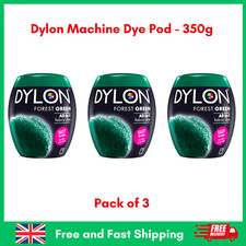 3 X Dylon Machine Dye Pod 09 FOREST GREEN 350g  All in 1 Fabric Dye for Clothes