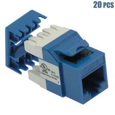 20x Cat6 RJ45 Ethernet LAN Network Keystone Jack 180  Degree 110 Punch Down Blue