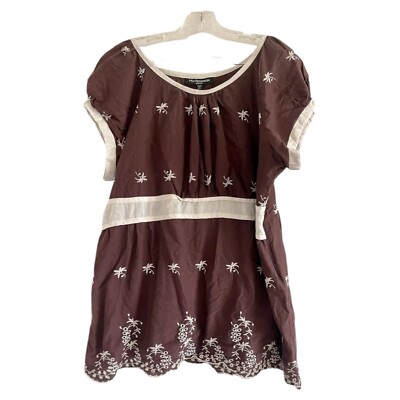 MIX NOUVEAU Women s Brown/Cream Tunica Embroidered Lace Top Blouse-Size PLUS 3X