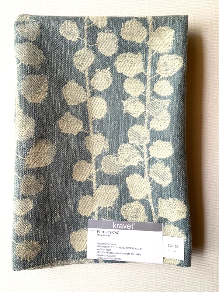 Kravet Clark & Clark Myla Denim 24"Fabric Remnant - Image 2 of 4