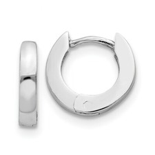 14k White Gold Polished Hinged Hoop Earrings