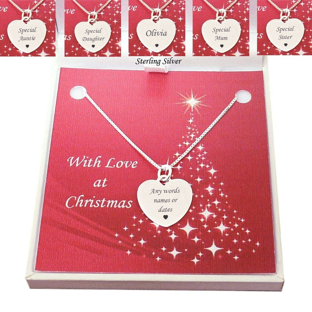 Collares De Navidad Con Grabado Para Niñas O Mujeres .925 Plata De Ley