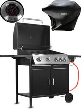 MalTec Gasgrill 4+1 Brenner mit Abdeckung Gartengrill BBQ Grillwagen Thermometer