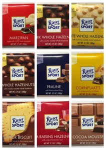 Ritter Sport Schokolade Verschiedene Sorten 5 Packungen 100gm
