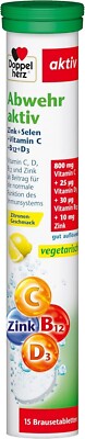 Doppelherz Abwehr Aktiv Zink + Selen + Vitamin C + B12 + D3 - 15 Brausetabletten