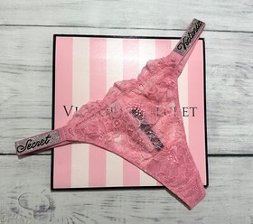 Victoria&rsquo;s Secret Shine Strap Very Sexy Lace Push-Up Bra Thong Set Pink Roses